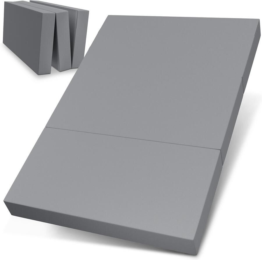 ELONEO Opvouwbaar Matras 3-Delig Vouwmatras Extra Dik 15 cm Schuim Wasbaar en Draagbaar Logeermatras voor Volwassenen Tweepersoonsbed (Grijs 120 x 200 x 15 cm)