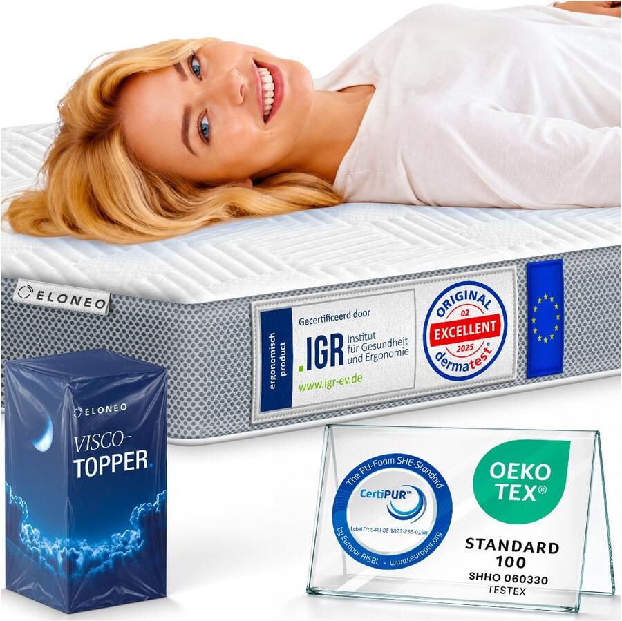 ELONEO visco-elastische matrastopper 180x200cm matrastopper met traagschuimeffect 5 cm hoog matrastopper voor bed en boxspring incl. ademende nethoes en hoeklussen - Foto 2