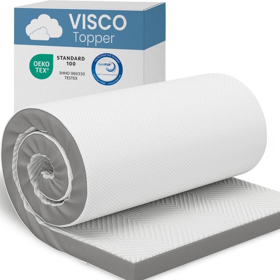 ELONEO visco-elastische matrastopper 120x200cm matrastopper met traagschuimeffect 5 cm hoog matrastopper voor bed en boxspring incl. ademende nethoes en hoeklussen