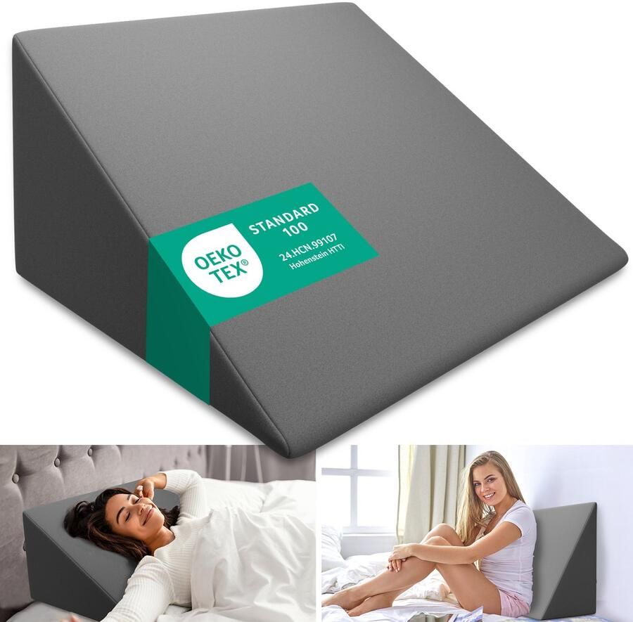 ELONEO Wigkussen Steunkussen voor Bed Sofa Bank en Lezen Orthopedisch Rugsteunkussen voor Volwassenen Anti-Reflux Ergonomisch Kussen met Vormvast Schuim 30×50×60 cm