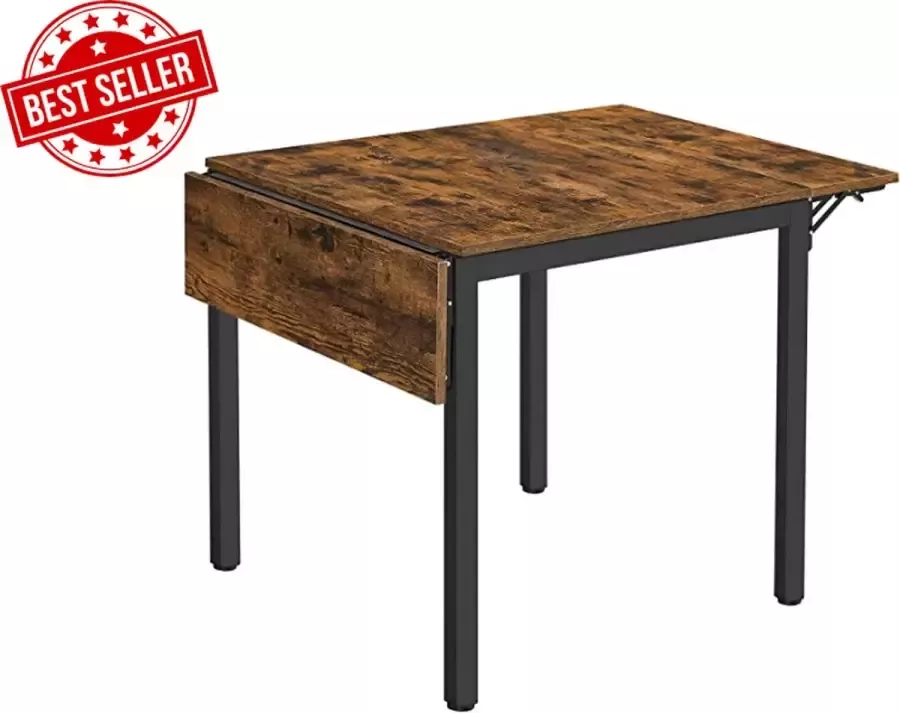 Embrace-it eettafel inklapbare keukentafel voor 2-4 personen voor kleine ruimtes vintage design bruin-zwart student Appartement