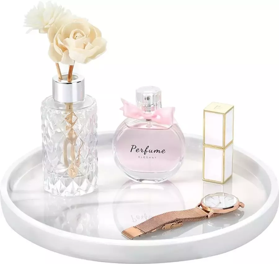 Emibele ijdelheid lade hars ronde lade decoratieve opbergorganizer voor badkamer toilet tank slaapkamer keuken aanrecht sieraden opslag dressoir lade voor kaars Lotion fles cosmetica marmer wit