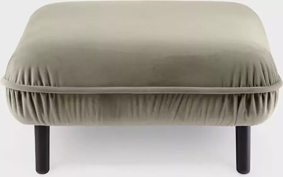 EMKO Poof Sofa Poef fluweel beige vierkant houten pootjes