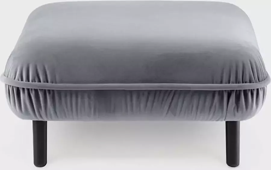 EMKO Poof Sofa Poef fluweel grijs vierkant houten pootjes