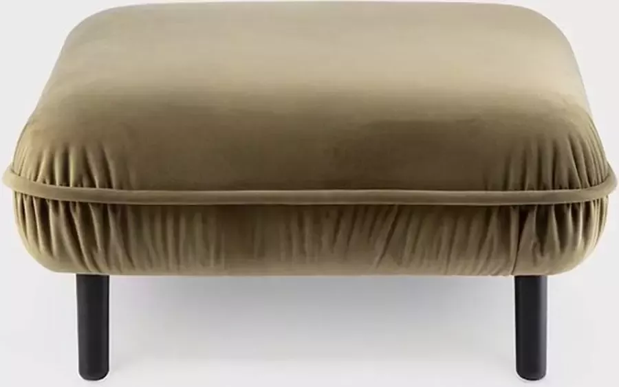 EMKO Poof Sofa Poef fluweel groen vierkant houten pootjes