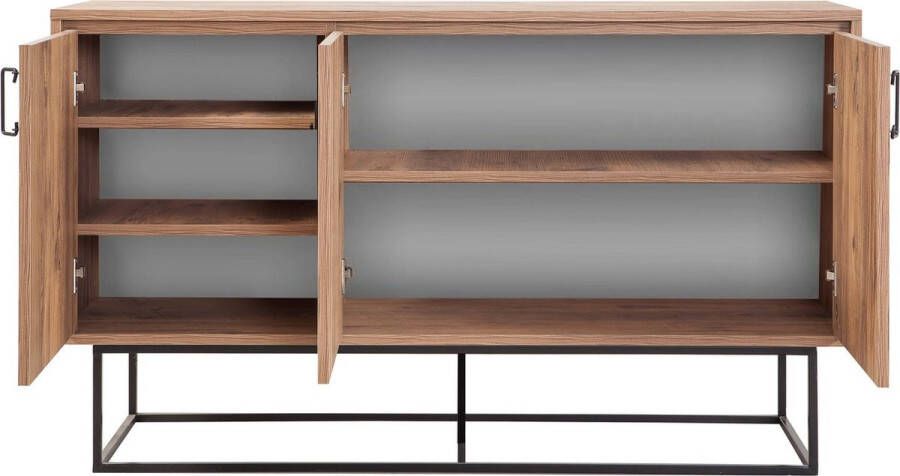 Emob 18mm Sapphire multifunctionele kast 100% Melamine Handgrepen Poten 140x80x40cm Aan de Wand te bevestigen Atlantic Pine Zwart Woonkamerkasten Zwart Melamine Woonkamerkasten Op voorraad - Foto 2