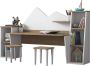 Emob Asir Kinderen Tafel Set Wit Okkernoot 180 x 93 6 x 45 cm - Thumbnail 1