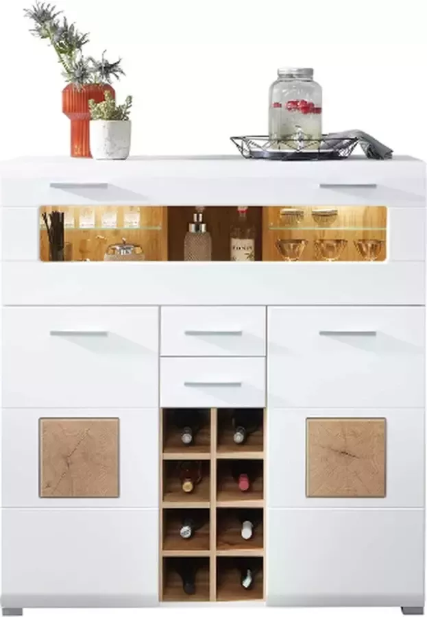 Emob Barmeubel Felice 3 deuren 2 lades & ruimte voor 8 flessen wit