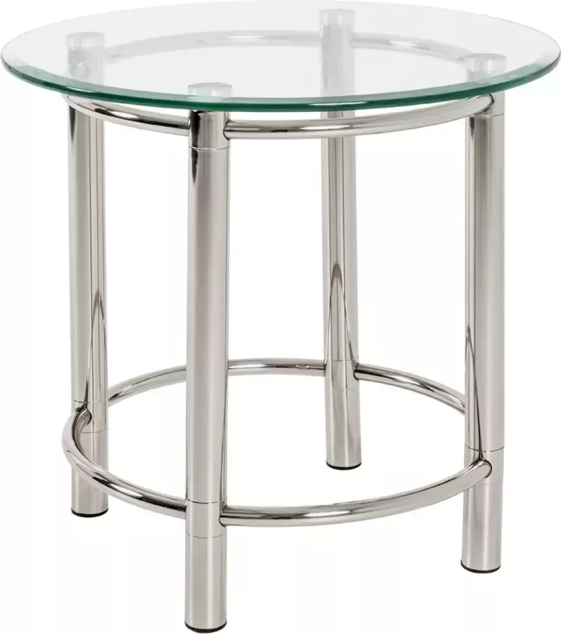 Haku EMOB Bijzettafel Heiko glas chroom Hoektafels Grijs Metaal; Glas Hoektafels Op voorraad