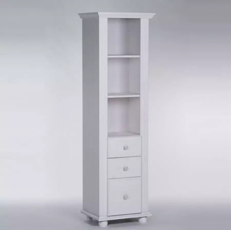 Emob Boekenkast Laurel met 3 lades wit Kinderkasten Wit Hout Kinderkasten Op voorraad