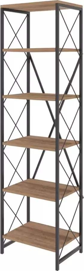 Boekenkast Stijlvol Zwart & Eiken Design Ruime 50x180x35cm Afmetingen Duurzaam Melamine Materiaal