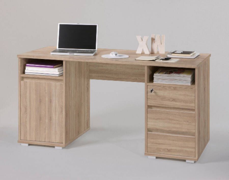 Emob Woody Fashion Studietafel 145 x 59 x 74 cm 18 mm dik gemelamineerd spaanplaat Wit Kantoor outlet Wit Melamine Kantoor outlet Op voorraad - Foto 5