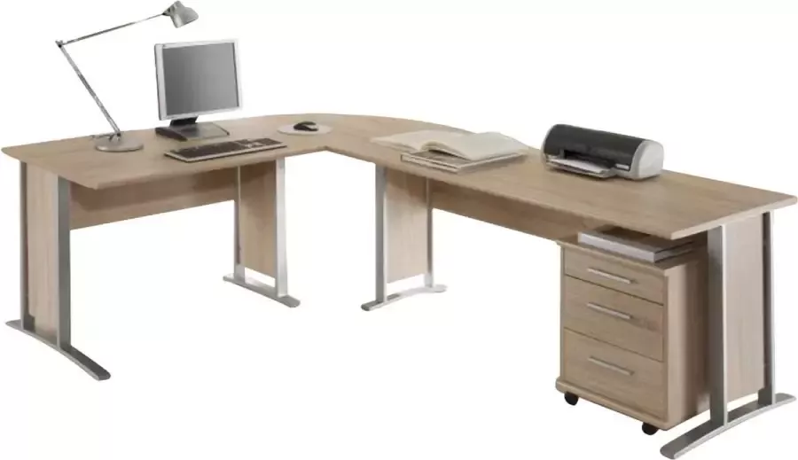 Emob Hoekbureau Olaph 220x170 eik Kantoor outlet Bruin Spaanplaat Kantoor outlet Op voorraad - Foto 3