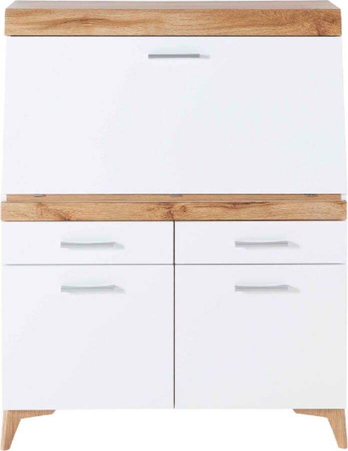 Emob Secretaire Vanya met 3 deuren & 2 lades wit zwart Back to School Wit MDF; Spaanplaat Back to School Op voorraad