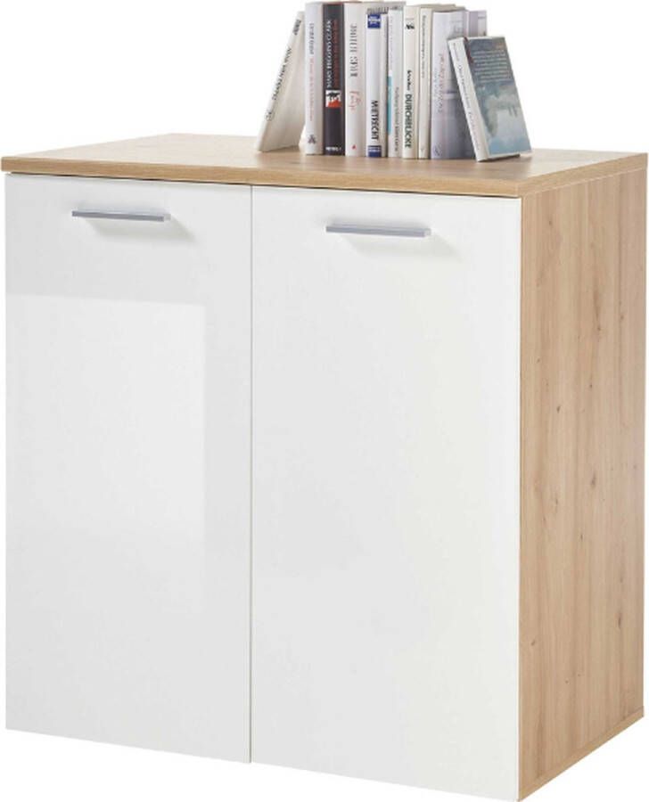 Emob Commode Lobi 2 deuren glanzend wit hout Woonkamerkasten Wit; Bruin; Hoogglans wit Spaanplaat Woonkamerkasten Op voorraad - Foto 2