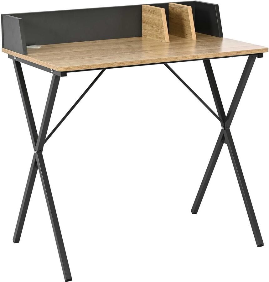 Emob Design EMOB Bureau Dwayne 120x50x73cm met opbergruimte eikdecor wit Emob Exclusive Showroom Bruin Metaal; Spaanplaat Showroom Op voorraad - Foto 5