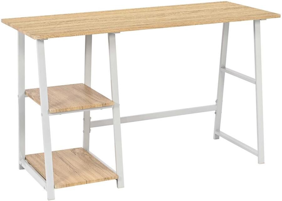 Emob Design EMOB Bureau Dwayne 120x50x73cm met opbergruimte eikdecor wit Emob Exclusive Showroom Bruin Metaal; Spaanplaat Showroom Op voorraad - Foto 4