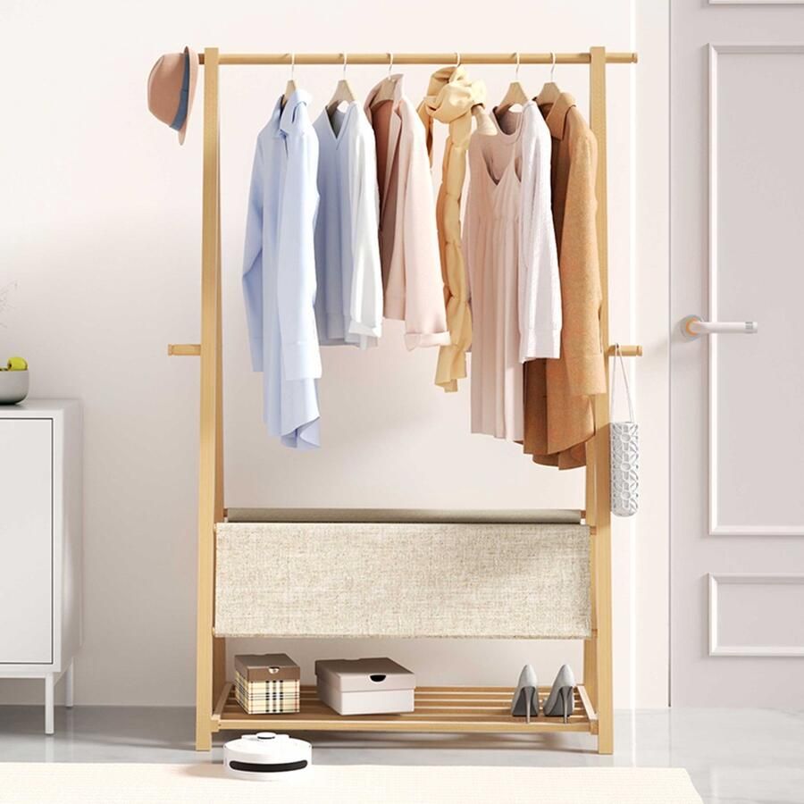 Emob Design Kledingrek Kool 82x48x147cm bamboehout