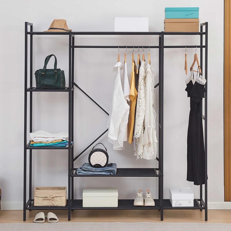 Emob Design Open kledingkast Marek 160x40x171cm zwart metaal - Foto 2