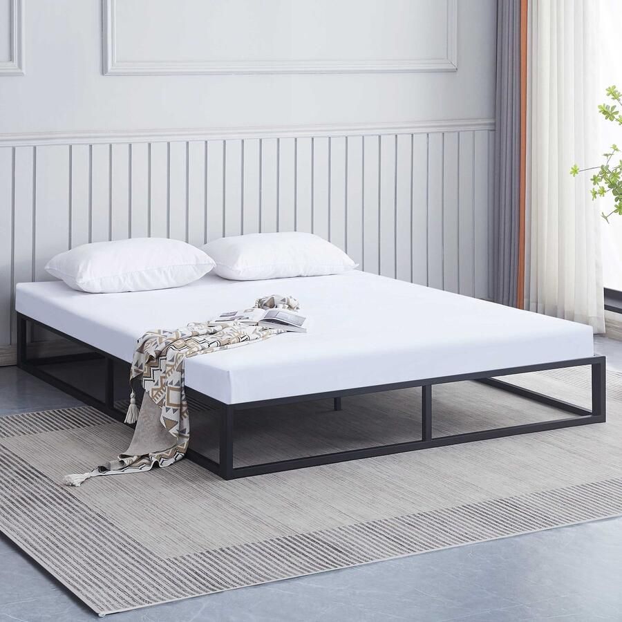 Emob Design EMOB Metalen bedframe Marek 160x200cm mat zwart Emob Exclusive Metalen tweepersoonsbedden Zwart Metaal Metalen tweepersoonsbedden Tweepersoons Normaal bed Op voorraad