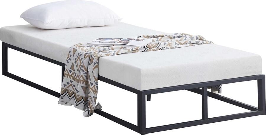 Emob Design EMOB Metalen bedframe Marek 90x200cm mat zwart Emob Exclusive Metalen eenpersoonsbedden Zwart Metaal Metalen eenpersoonsbedden Eenpersoons Normaal bed Op voorraad - Foto 2