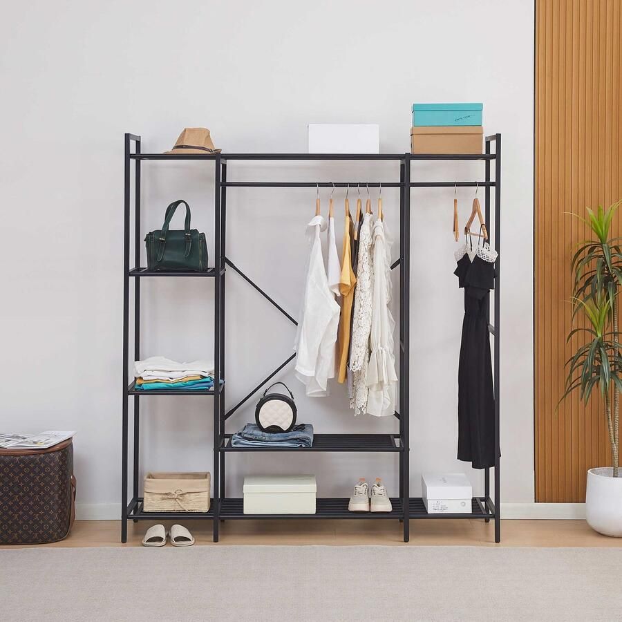 Emob Design Open kledingkast Marek 160x40x171cm zwart metaal