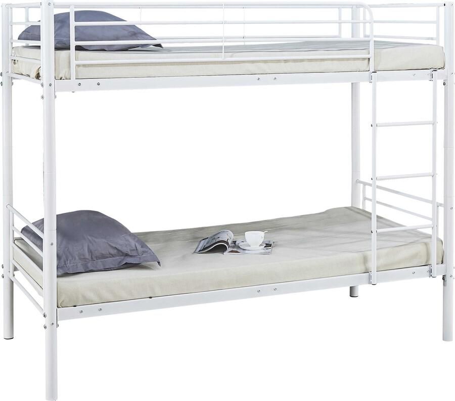 Emob Design EMOB Stapelbed Dixie 90x200cm metaal mat wit Emob Exclusive Showroom Wit Metaal Showroom Eenpersoons Stapelbed Op voorraad - Foto 2