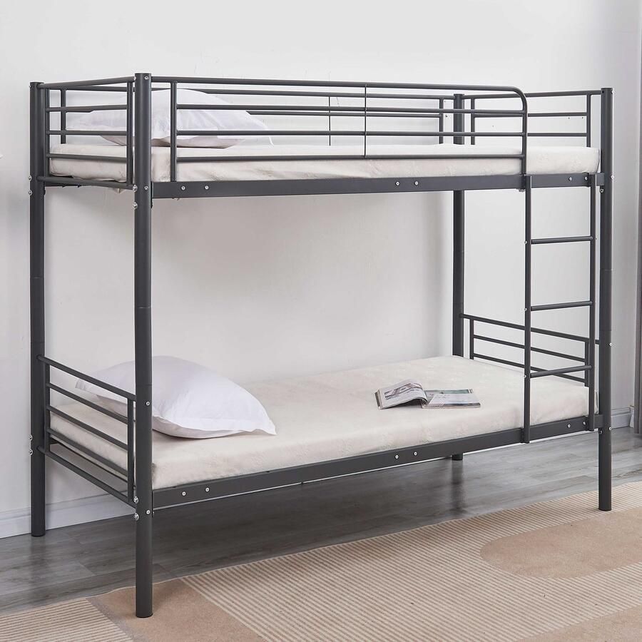 Emob Design EMOB Stapelbed Dixie 90x200cm metaal mat zwart Emob Exclusive Metalen bedden Zwart Metaal Metalen bedden Eenpersoons Stapelbed Op voorraad