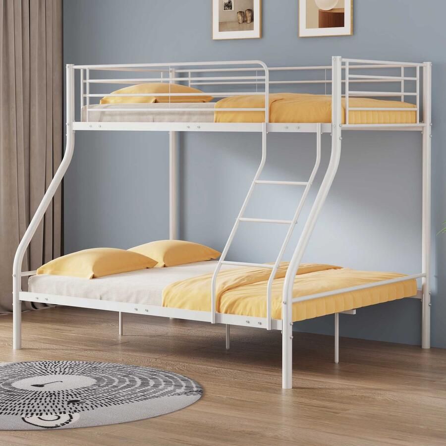 Emob Design EMOB Stapelbed Trixie 90x200 & 140x200 metaal mat wit Emob Exclusive Metalen bedden Wit Metaal Metalen bedden Tweepersoons Stapelbed Op voorraad