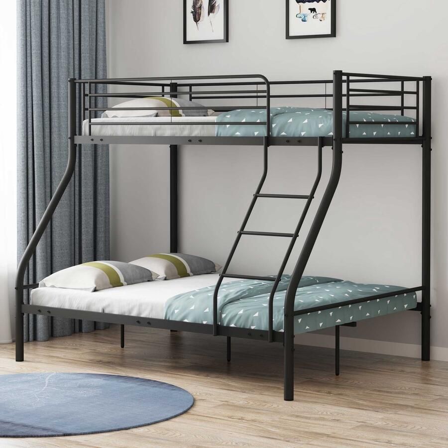 Emob Design EMOB Stapelbed Trixie 90x200 & 140x200 metaal mat zwart Emob Exclusive Metalen bedden Zwart Metaal Metalen bedden Tweepersoons Stapelbed Op voorraad