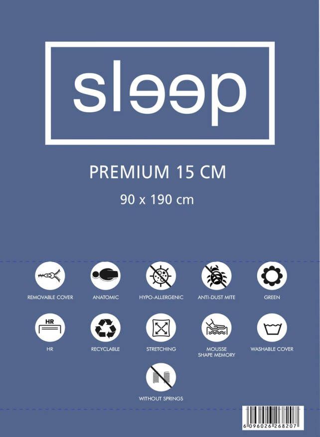 Emob Eenpersoonsmatras Premium 90x190x15cm Memory Foam