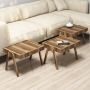 Emob Elegante Walnoot Nesting Table Set 100% Melamine Gecoat 3 Stuks - Thumbnail 1