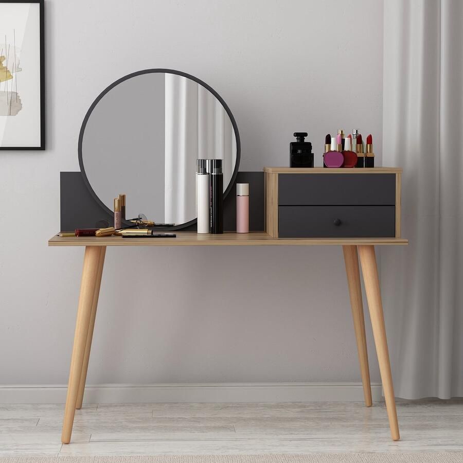 Emob Angel Make-uptafel 100% MELAMINE Antraciet Walnoot Asir Group Back to School Antraciet Melamine; MDF Back to School Op voorraad