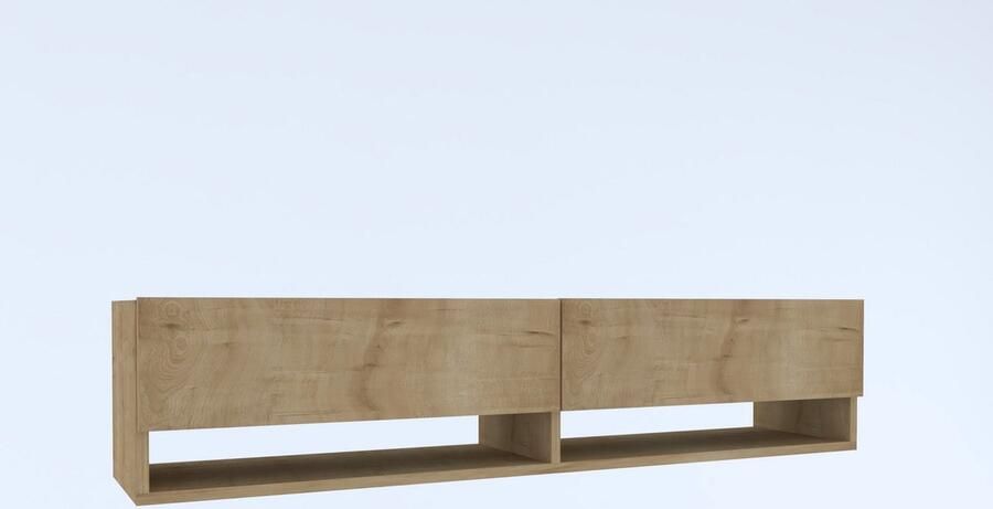 Emob TV-meubel Woody Fashion 100% Melamine Zwevend Saffier Eik Woonkamerkasten Bruin Melamine; Spaanplaat Woonkamerkasten Op voorraad - Foto 2