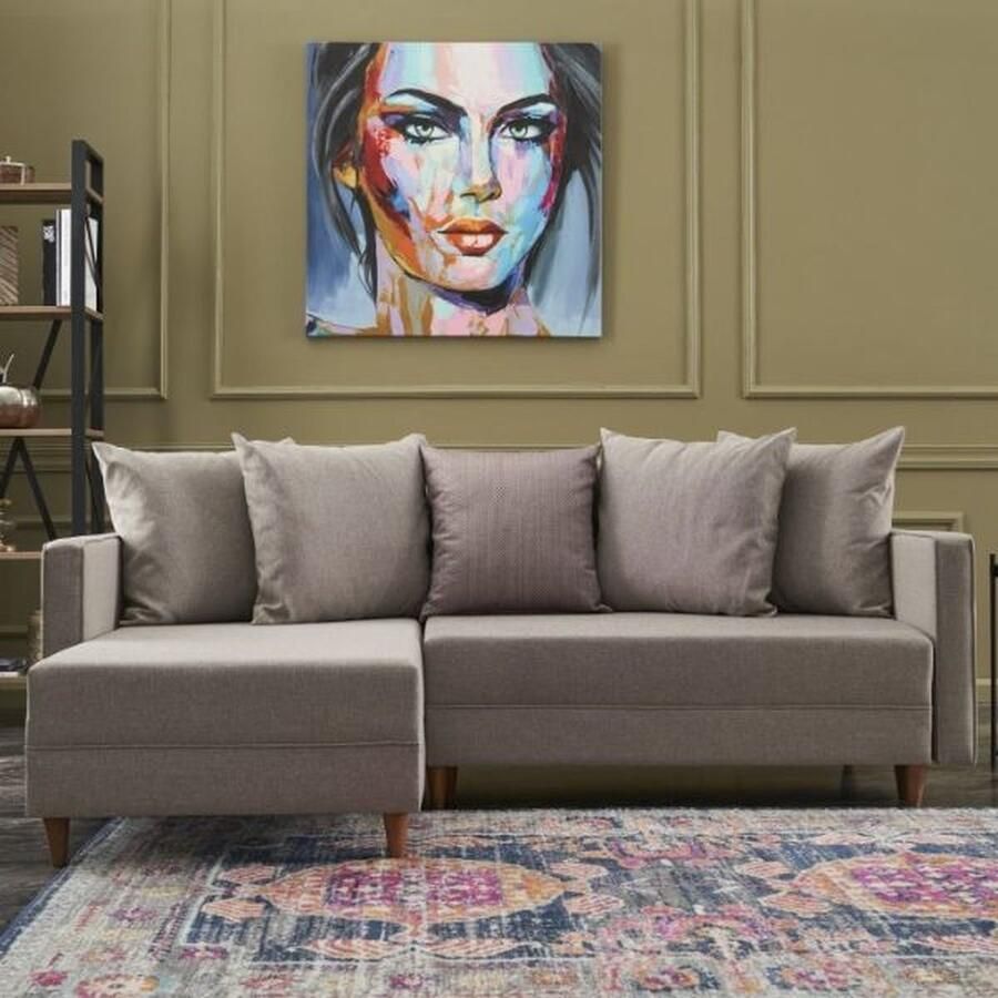 Emob Hoekzetel Balcab Home 215 x 150 x 80 cm Cream-design Kleine hoekzetels Beige Polyester Kleine hoekzetels Op voorraad