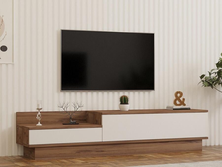 Emob Modern TV-meubel Gemelamineerd 160 cm Breedte Atlantic Pine Wit Woonkamerkasten Bruin Melamine Woonkamerkasten Op voorraad - Foto 2