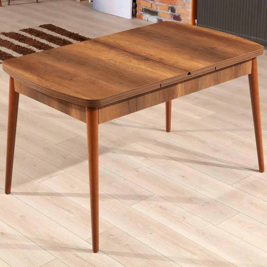 Emob Barok Uitschuifbare eettafel 100% MELAMINE Walnoot Eettafels deens ovaal Bruin Melamine; Spaanplaat Eettafels deens ovaal Op voorraad