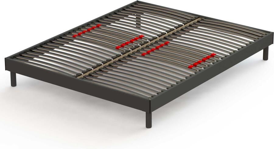 Emob Bedframe Senne 28 latten 160x200 antraciet Outlet Antraciet Hout; Multiplex Outlet Tweepersoons Normaal bed Op voorraad