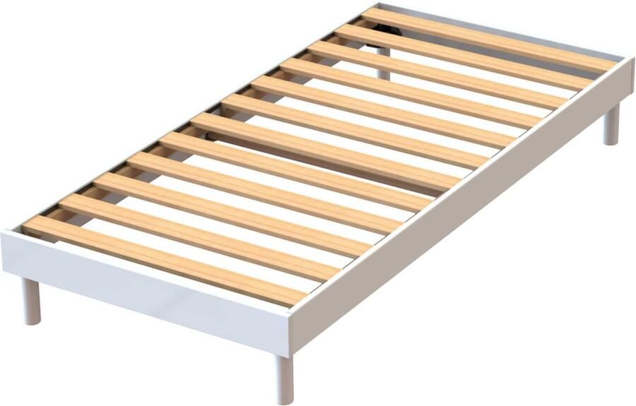 Emob Bedframe Tibor 12 latten 90x200 wit Back to School Wit Hout; Multiplex Back to School Eenpersoons Normaal bed Op voorraad