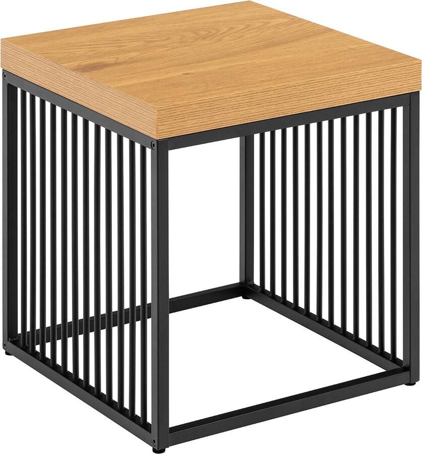 Emob Bijzettafel Strington 40x40x42 cm wilde eik zwart Hoektafels Bruin Melamine; MDF Hoektafels Op voorraad - Foto 2