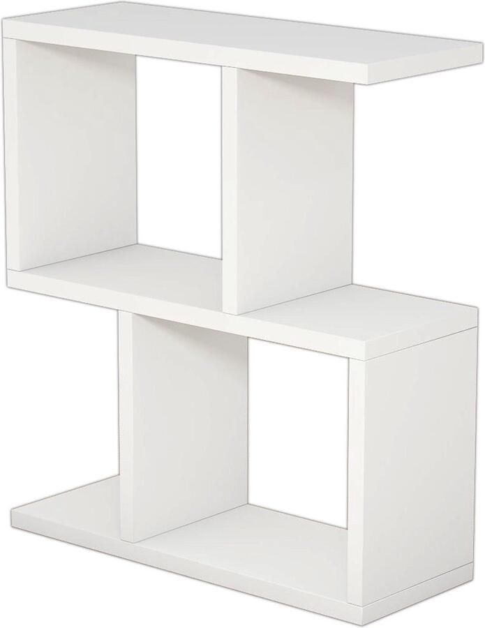 Emob Bijzettafel Woody Fashion met 2 verdiepingen 100% melamine coating Wit. Hoektafels Wit MDF Hoektafels Op voorraad - Foto 2