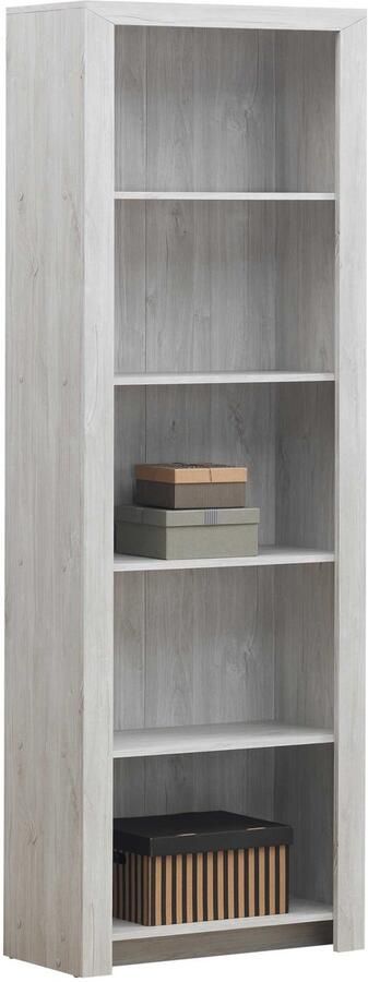 Emob Boekenkast Elvira 70 x 35 5 x 210 cm White Oak-design Hoge kasten Grijs Spaanplaat Hoge kasten Op voorraad