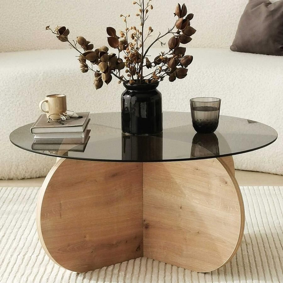 Emob Bubble Salontafel GEHARD GLAS Eiken Fume Salontafel Bruin Spaanplaat - Foto 2