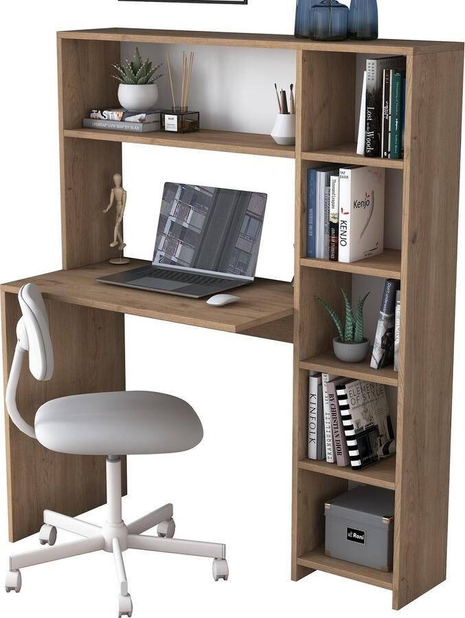 Emob HA14 Bureau 100% MELAMINE Eiken Asir Group Back to School Bruin Spaanplaat Back to School Op voorraad - Foto 2