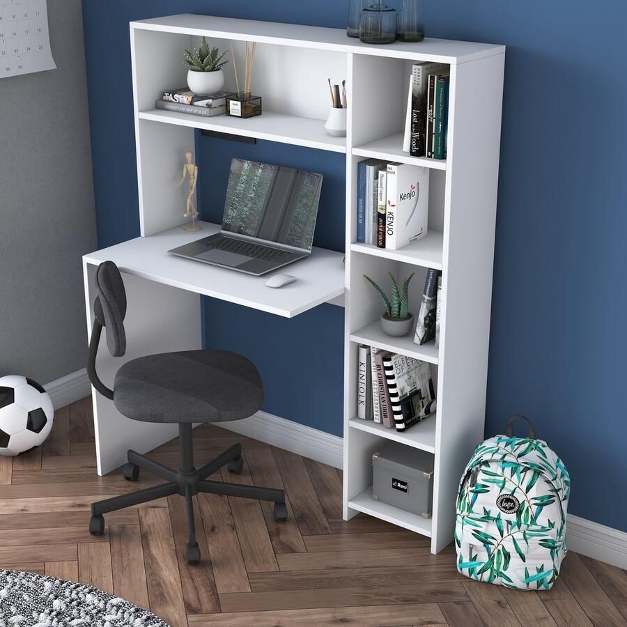Emob Bureau Locelso 113 2 x 40 x 141 8 cm Met opbergruimte Wit Back to School Wit Spaanplaat Back to School Op voorraad