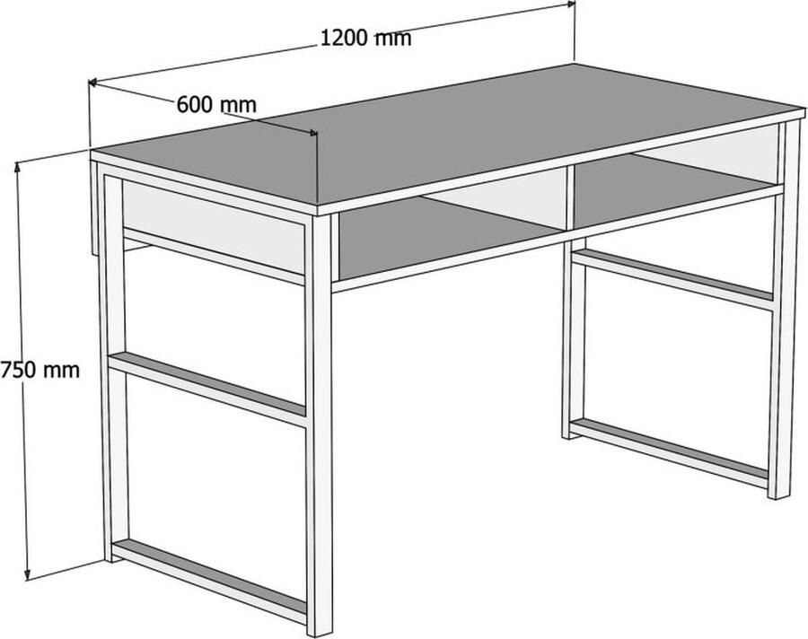 Emob Bureau Woody Fashion 120 x 60 x 75 cm Walnut Brown Bureautafels Bruin Spaanplaat Bureautafels Op voorraad - Foto 3