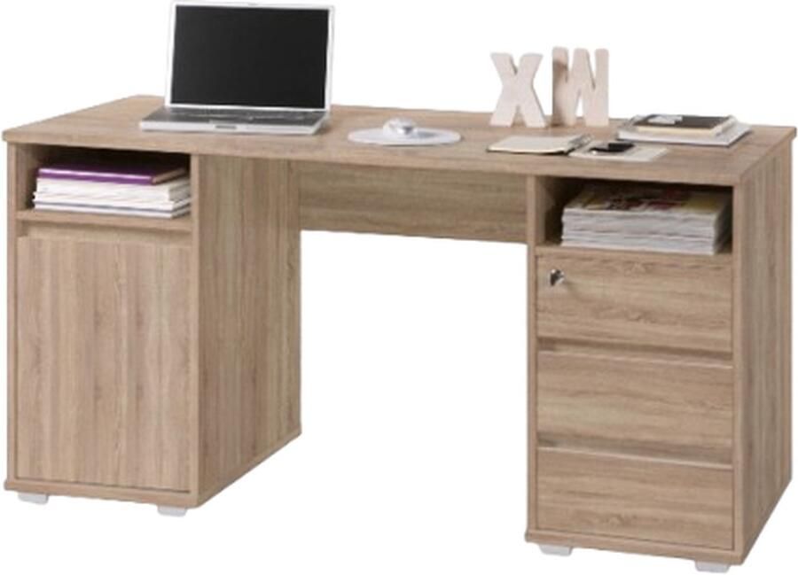 Emob Woody Fashion Studietafel 145 x 59 x 74 cm 18 mm dik gemelamineerd spaanplaat Wit Kantoor outlet Wit Melamine Kantoor outlet Op voorraad - Foto 8