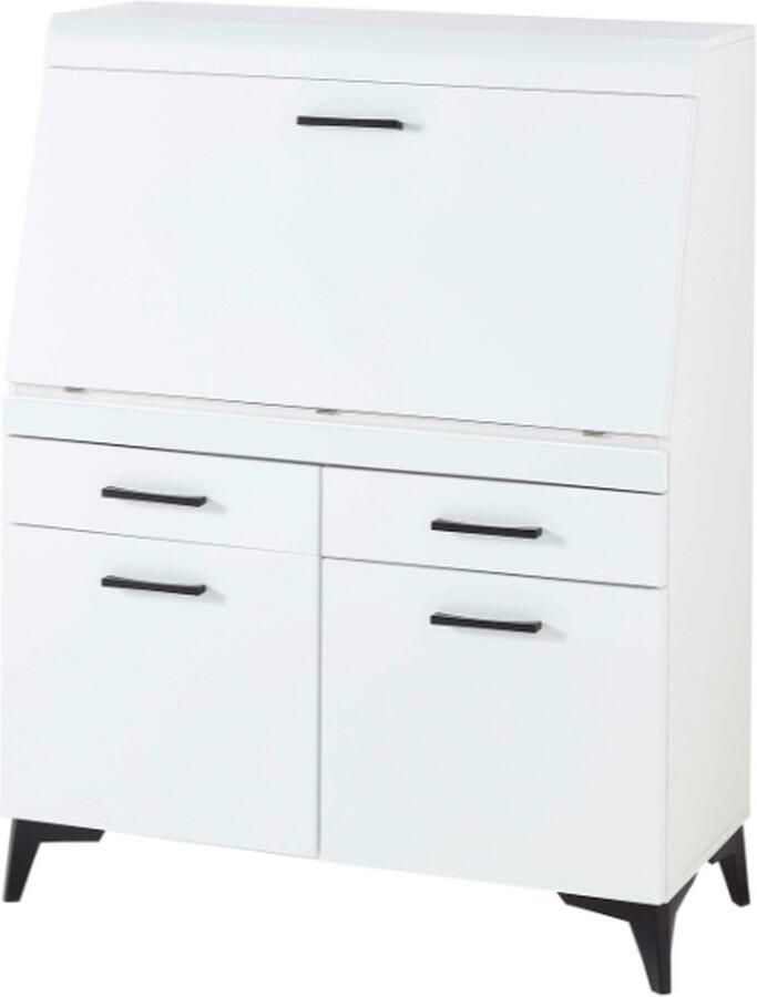 Emob Secretaire Vanya met 3 deuren & 2 lades wit zwart Back to School Wit MDF; Spaanplaat Back to School Op voorraad - Foto 4