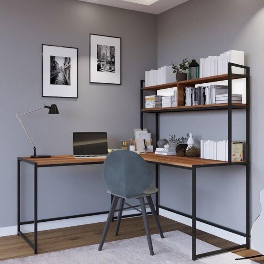 Emob Bureautafel Woody Fashion 154 x 60 x 72 cm Walnootdesign Summer Sale Bruin Melamine; MDF Summer Sale Op voorraad - Foto 2