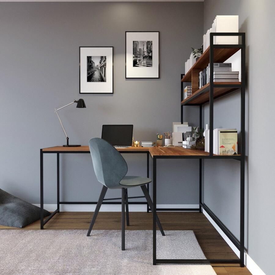 Emob Bureautafel Woody Fashion 154 x 60 x 72 cm Walnootdesign Summer Sale Bruin Melamine; MDF Summer Sale Op voorraad